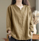 V-Neck Cotton Blouse for Effortless Style