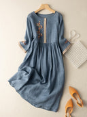 Embroidered Cotton Dress with Chic Design