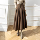 High-Waisted Wool Pleated Skirt