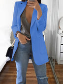 Chic Solid Color Business Blazer with Open Front