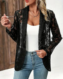 Chic Lace Blazer with Revers Collar