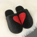 Chic Women's Plush Slippers with Heart Design