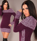 Chic Off-Shoulder Knit Dress with Button Accents for Women