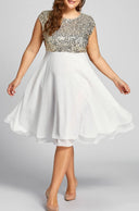 Shimmering Top Flared Skirt Cocktail Dress for Women