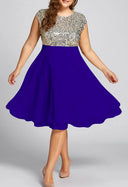 Shimmering Top Flared Skirt Cocktail Dress for Women