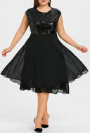 Shimmering Top Flared Skirt Cocktail Dress for Women