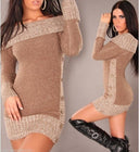 Chic Off-Shoulder Knit Dress with Button Accents for Women