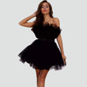 Chic Strapless Tulle Dress with Layered Detail