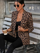 Leopard Print Long Blazer for Year-Round Style
