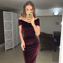 Chic Off-Shoulder Wrap Dress in Plush Fabric