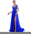 Sequined Evening Dress with Stylish Slit for Women