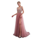 Sequined Evening Dress with Stylish Slit for Women
