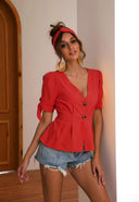 Chic Women's Blouse with Decorative Button Accents