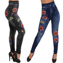 Floral High-Waist Jeans Leggings for Women