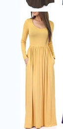 Chic Women's Maxi Dress with Pockets and Flowing Design