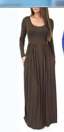 Chic Women's Maxi Dress with Pockets and Flowing Design