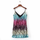 Sequined Mini Dress with Spaghetti Straps for Women