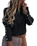 Chic Women's Blouse with Button Accents & Relaxed Fit