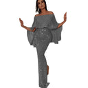 Off-Shoulder Evening Dress with Glittering Fabric for Women