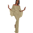 Off-Shoulder Evening Dress with Glittering Fabric for Women