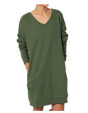Chic V-Neck Women's Dress with Relaxed Silhouette
