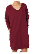 Chic V-Neck Women's Dress with Relaxed Silhouette