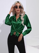 Chic Long Sleeve Satin Blouse