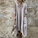 Stylish Women's Long Sleeve Dress with Button Placket and Pockets