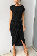 Chic Asymmetrical Round Neck Dress