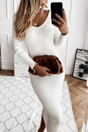 Stylish Ribbed Bodycon Midi Dress