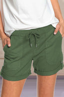 Adjustable Waist Drawstring Cuffed Shorts