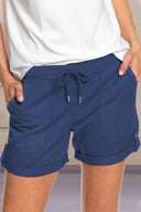 Adjustable Waist Drawstring Cuffed Shorts