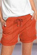 Adjustable Waist Drawstring Shorts with Rolled Hem