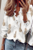 Chic Long Sleeve Ruffle V-Neck Blouse