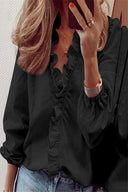 Chic Long Sleeve Ruffle V-Neck Blouse