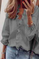 Chic Long Sleeve Ruffle V-Neck Blouse