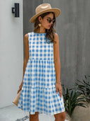 Chic Women's Dress with Pastel Checkered Design