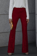 Chic High Waist Sequin Flared Trousers for Women