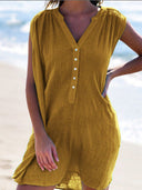 Chic Women's Button-Detail Beach Dress