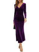 Velvet Long-Sleeve Bodycon Midi Dress