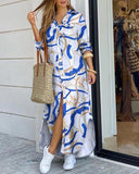 Chic Long Sleeve Graphic Print Dress for Women