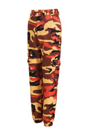 Modern Camouflage Women's Cargo Pants with Elastic Waistband & Utility Pockets
