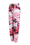 Modern Camouflage Women's Cargo Pants with Elastic Waistband & Utility Pockets