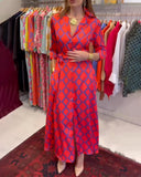 V-Neck 3/4 Sleeve Shirt Dress