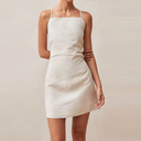 Chic Cotton Mini Dress with Crossed Back Design