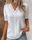 Floral Lace V-Neck Blouse - Fleur Elegance