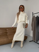 Chic Jersey Midi Dress with Turtleneck
