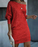 Chic Sequin Party Dress with Bold Contrast
