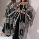Chic Transparent Kaftan Robe with Unique Embellishments