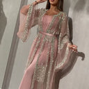 Chic Transparent Kaftan Robe with Unique Embellishments